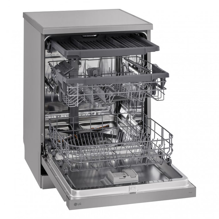 LG Lavavajillas LG QuadWash™, Inox Antihuellas, Tercera bandeja cubiertos, clasificación D, DF243FV.APYQEES